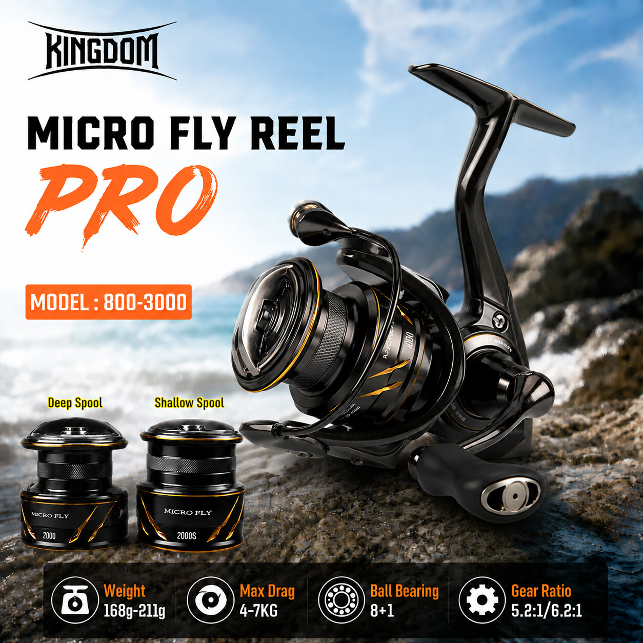 Abu Garcia Reel Revo - Kingdom Micro Fly Pro Angelrolle, ultraleicht,